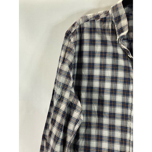 GOODFELLOW & CO Men's Cream/Blue Plaid Slim-Fit Button-Up Long Sleeve Shirt SZXL - Picture 3 of 11
